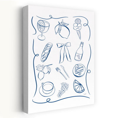 Fête italienne - Dessins contemporains de croquis, dessins minimalistes, art citron