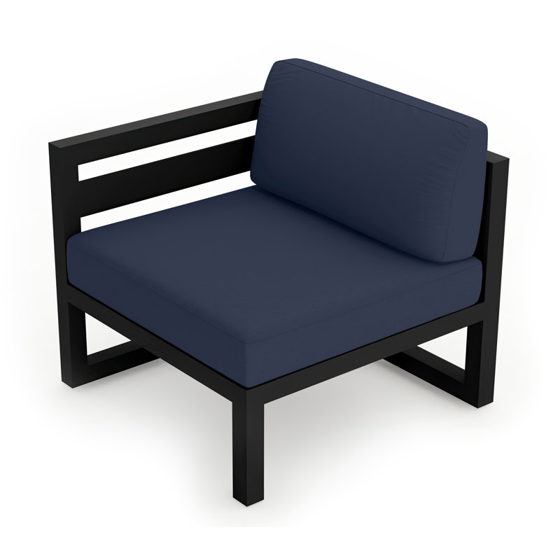 Avion Patio Chair with Sunbrella Cushions, Spectrum Indigo Sunbrella®, Black