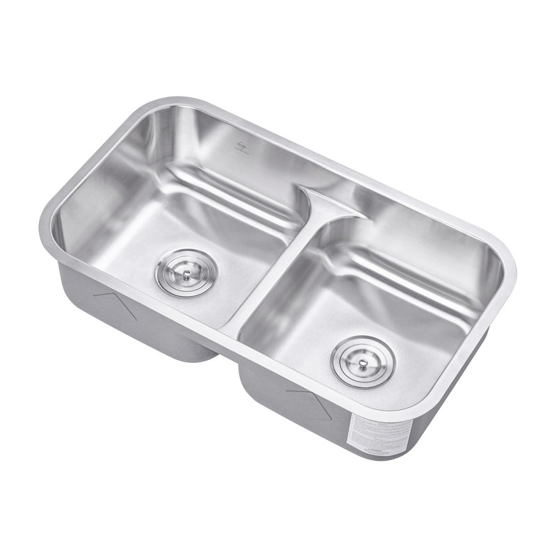 Cozyblock 32-inch Undermount Kitchen Sink 16 Gauge Stainless Steel Low-divide 50/50 Double Bowl Sink, Includes Protective Bottom Grids And 2 Basket Strainers, Heavy Duty, Soundproof, Dent-resistant