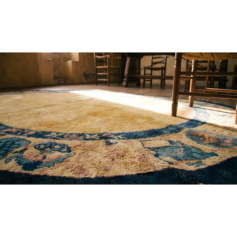 Antique Peking Chinese Allover Yellow 1900s Rug