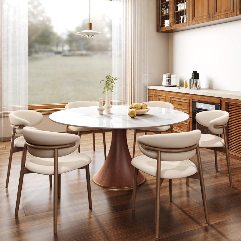 Ensemble de table de salle à manger 7 pièces Jetta, Blanc, H 29,52 po x L 59,05 po x l 59,05 po