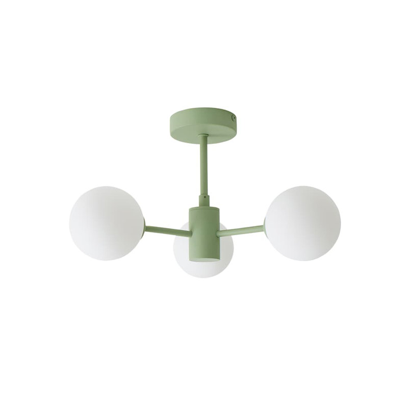 Rayville Glass Semi Flush Mount, Sage Green, No