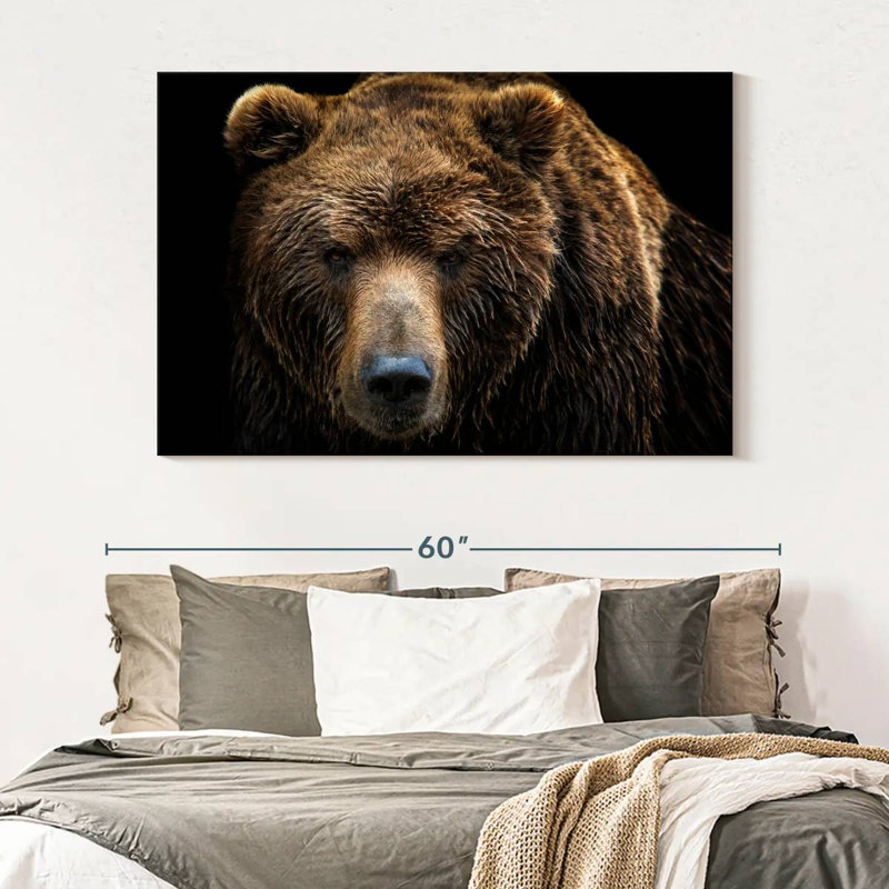 Ours brun extrême-oriental sur toile, H 34 po x l 51 po x P 1,25 po
