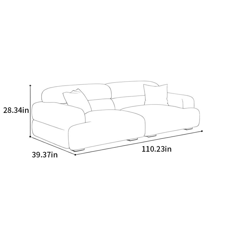 Canapé en tissu italien de style crème italien, H 28,34 po x l 110,23 po x P 39,37 po, 4