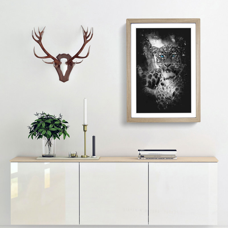Bright Eyed Leopard - Framed Print, Oak Framed, 63cm H x 45cm W x 2cm D