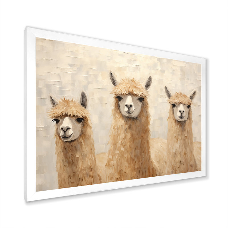 Minimalisme, Alpagas mignons sur toile, H 16 po x l 32 po x P 1 po, Cadre simple blanc
