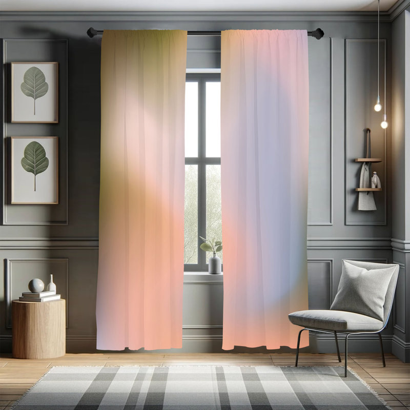  Pastel Curtains, Abstract Daydream Fantasy, Mustard Beige, 28" W x 95" L