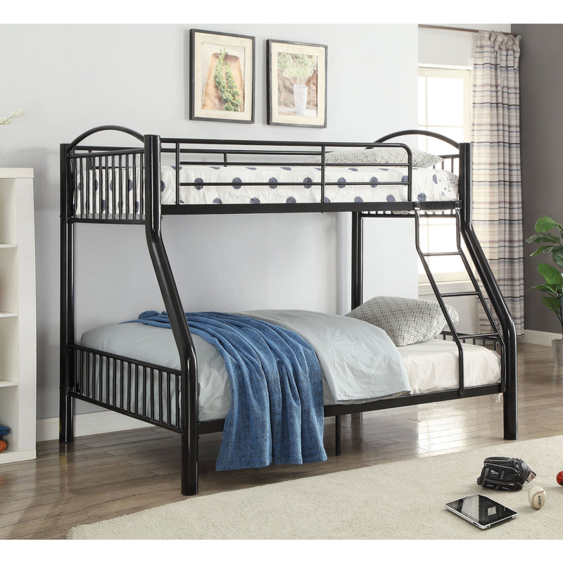 Henkel Kids Twin Over Full Bunk Bed, Black,  Full over Full