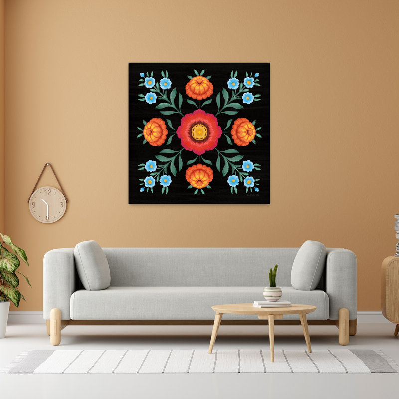 Art contemporain Dia De Los Muertos X avec jour bleu des morts, H 48 po x l 48 po