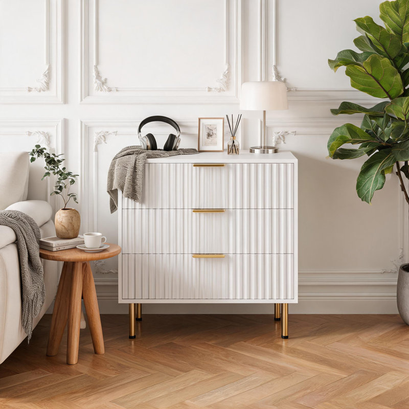 Commode 3 tiroirs 31,5 po Modern, Blanc