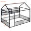 Lit double pleine grandeur en métal, noir. Clôture et tablettes pour plus de fonctionnalité. L 77,6 po x l 55,6 po x H 66,9 po. Structure de lit de construction fiable, avec rangement.-1335957307-1335957308