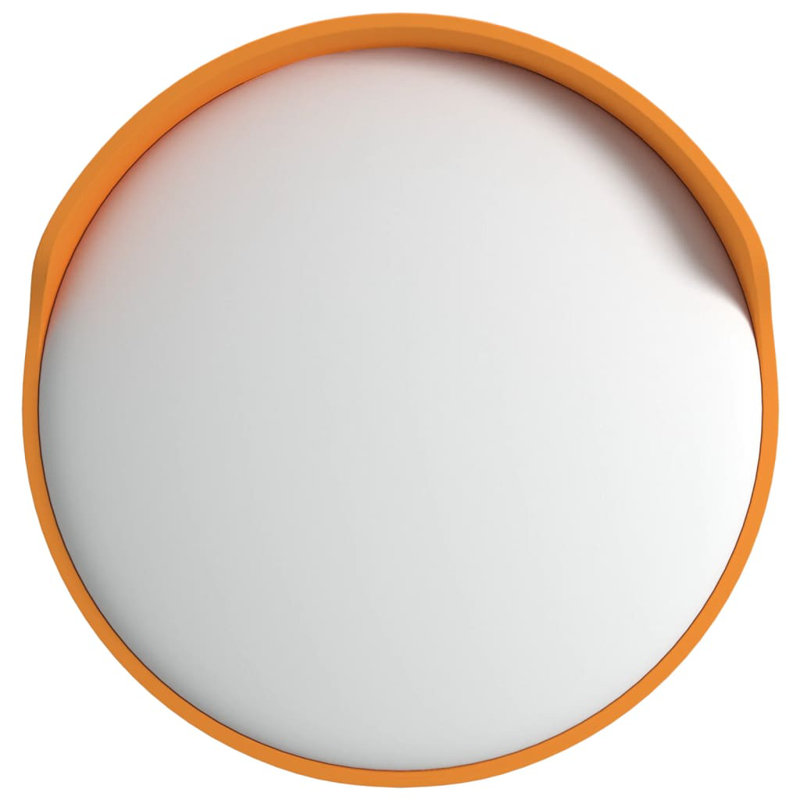  Miroir de circulation convexe de patio noir en polycarbonate de 23,6 po de diamètre, Orange, 11,8 po x 11,8 po