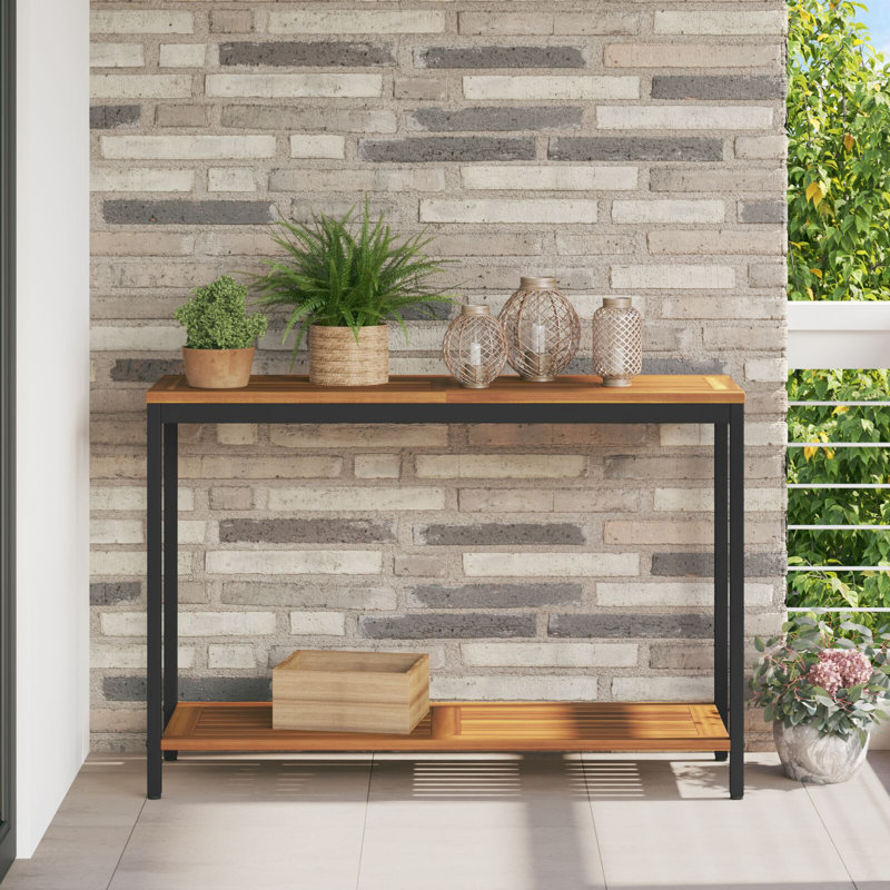 Rectangular Outdoor Buffet & Console Table, 75cm H x 110cm W x 35cm D, Black