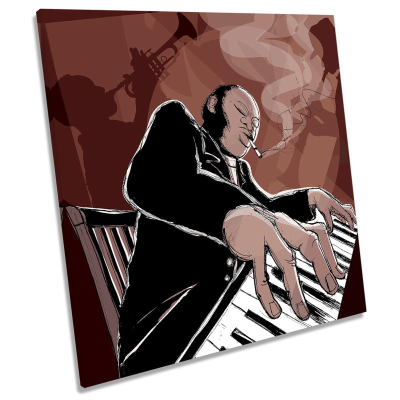Z0176 Jazz Music Bar Smoking - Wrapped Canvas Print, 76.2cm H x 76.2cm W x 4cm D