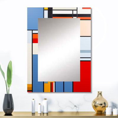 De Stijl Geometric Pastel Harmony I - Sunset Unique Mirror, Traditional Large Wall Mirror, Printed Metal Art