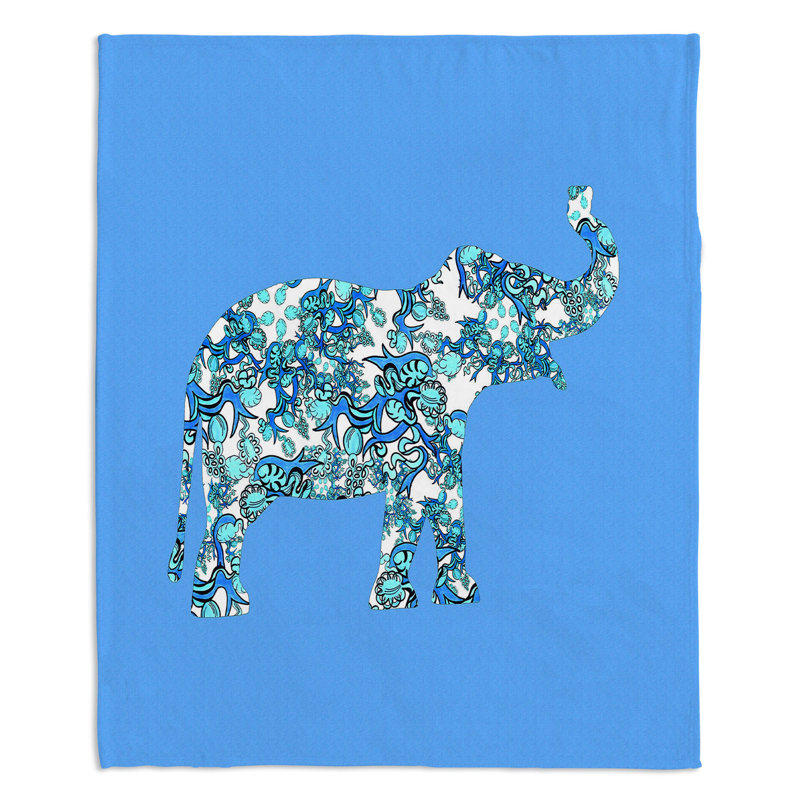  Jeté à rubans éléphant, l 68 po x L 80 po, bleu
