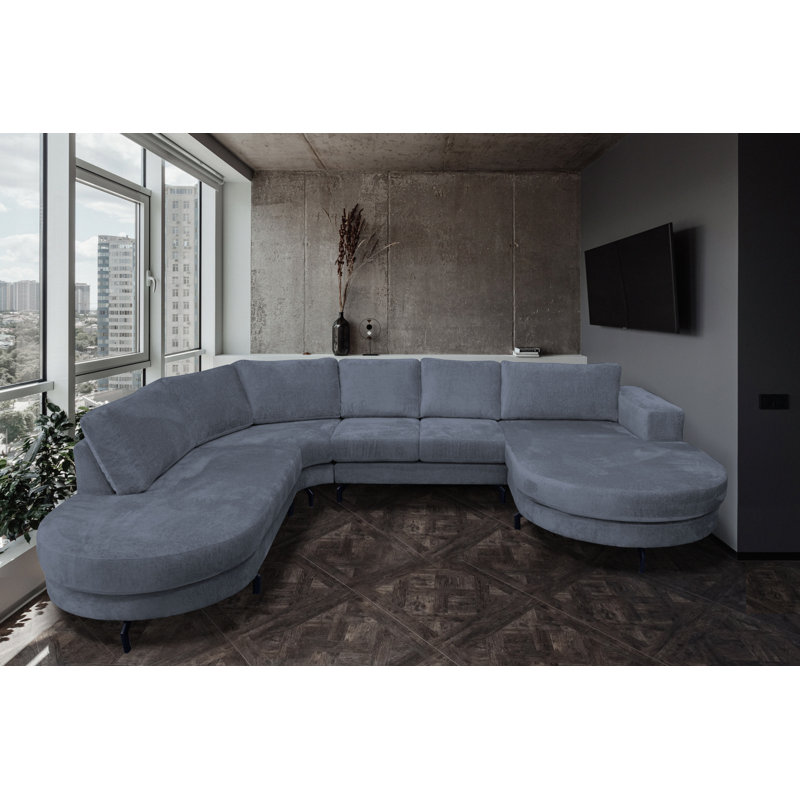 6 Seater Corner Sofa , Blue, Left Hand Facing
