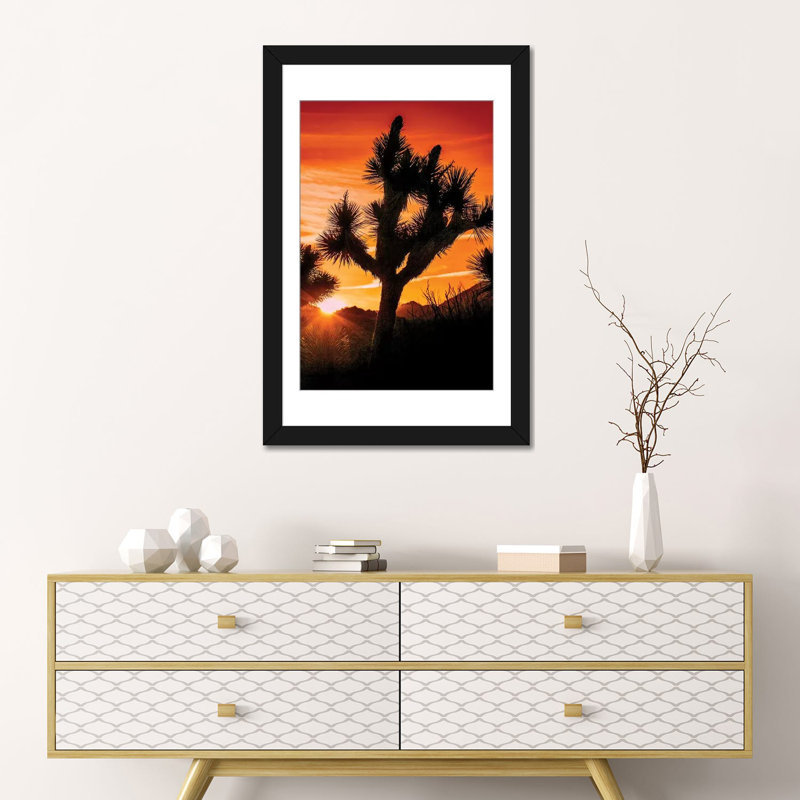 « joshua tree views v », impression sur toile, H 24 po x l 16 po x P 1 po, Papier d'art encadré noir, Blanc