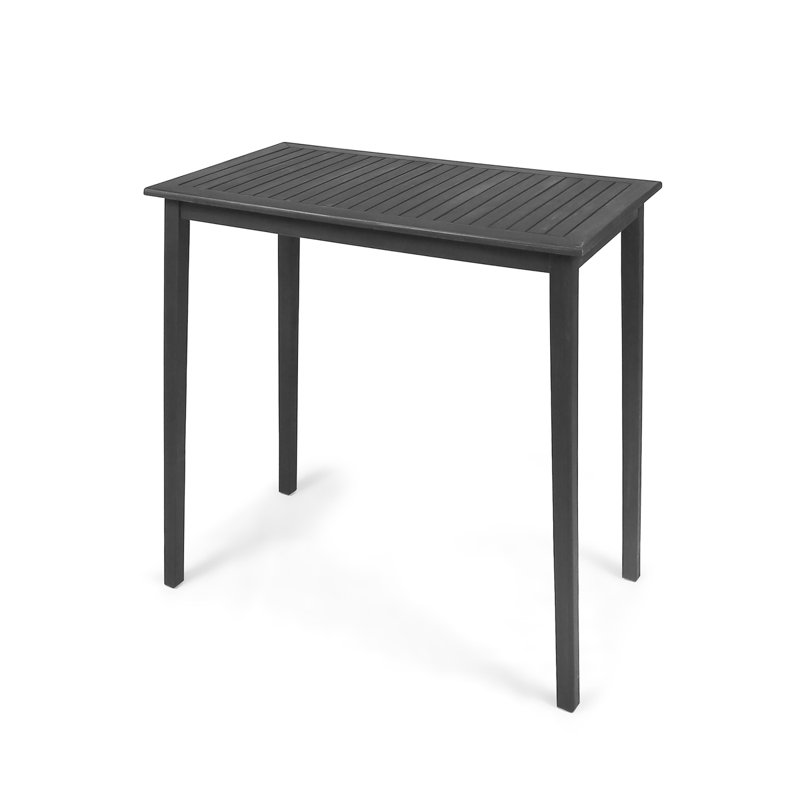 Dominique Rectangular Acacia Outdoor Bar Table , 44'' in. W 25'' in. D, Dark Gray