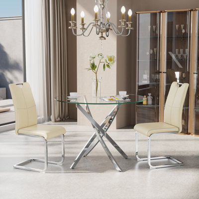 3 - Piece Round Glass Dining Set