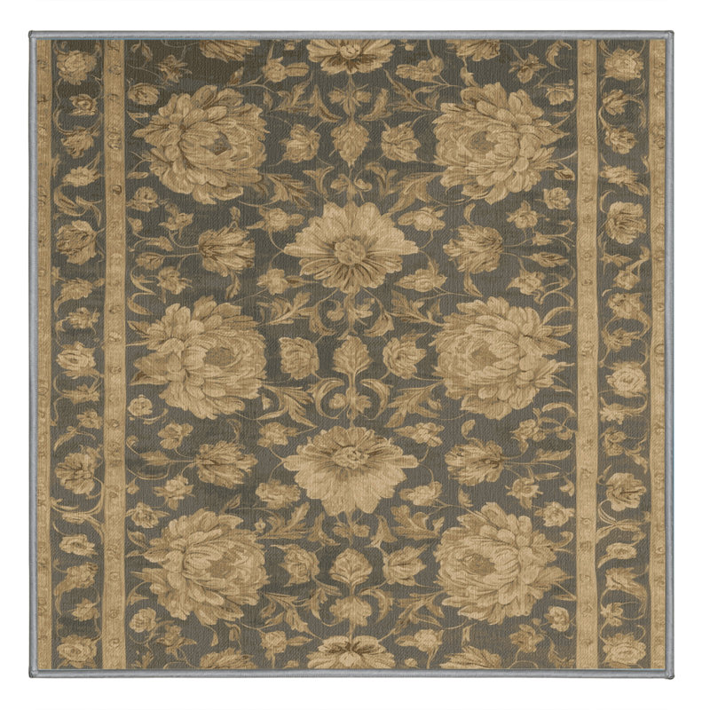 Tapis gris français lavable à la machine, Carré 5 pi