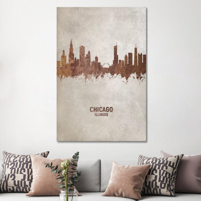 Chicago Illinois Skyline Rust by Michael Tompsett - Wrapped Canvas Gallery-Wrapped Canvas Giclée