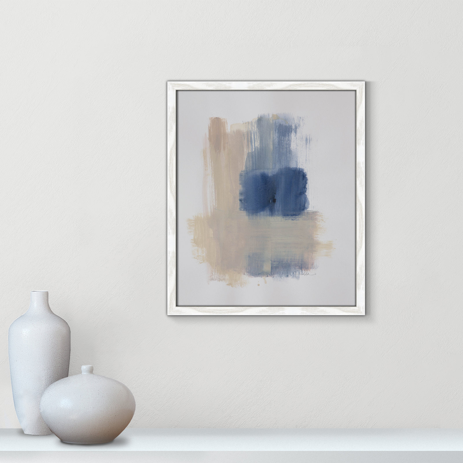 Powder Room Wash III by Casa Fine Arts, White Slim Frame Unmatted, 19" H x 16" W x 1.25" D  