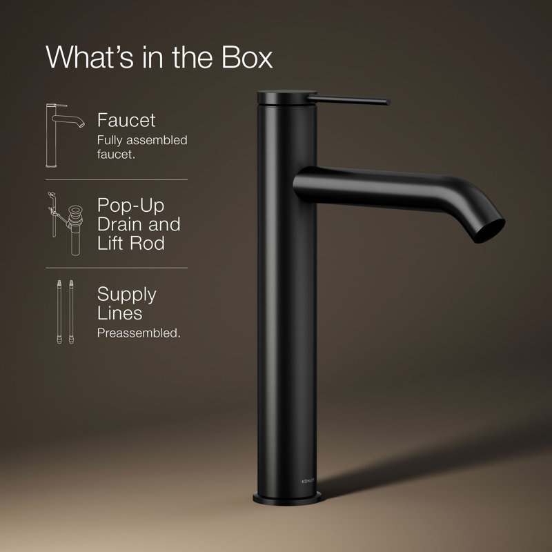 Components Single-Handle Bathroom Sink Faucet, Matte Black