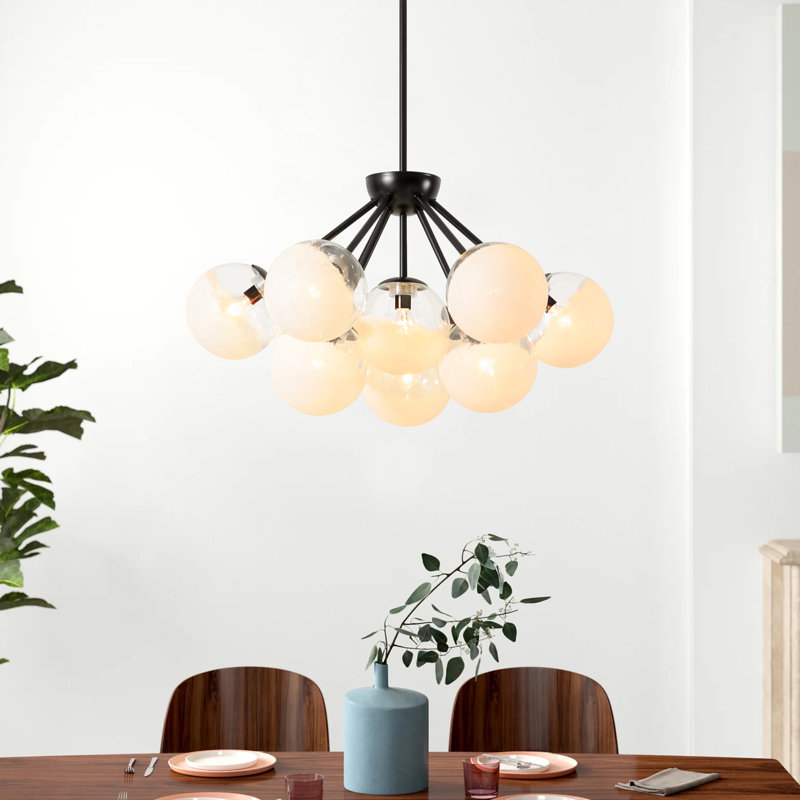  Lustre à bulles à intensité variable 10 lumières pour salle à manger AstralGlow, Noir mat