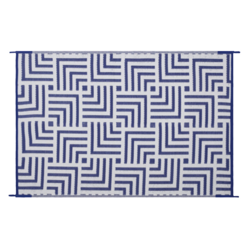 Panama Geometric Doormat, 48" W x 72" L, Navy Blue