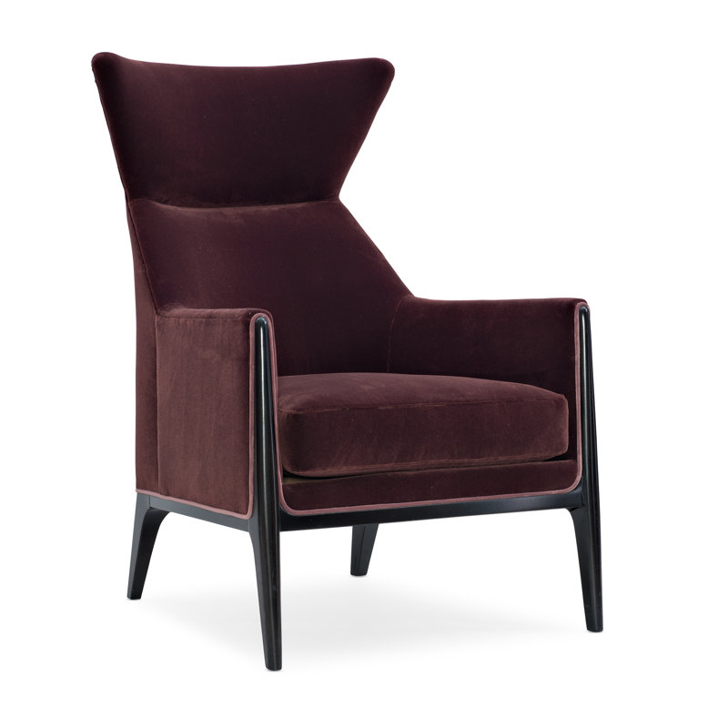 Modern Edge Wingback Chair, Burgundy
