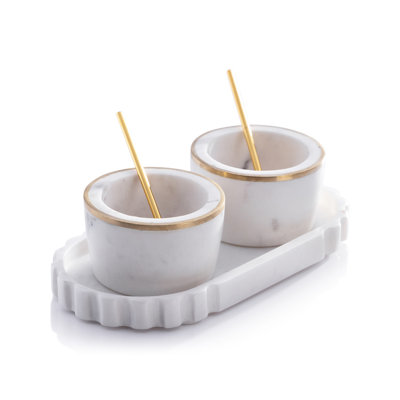 Ensemble de condiments en marbre Calacatta