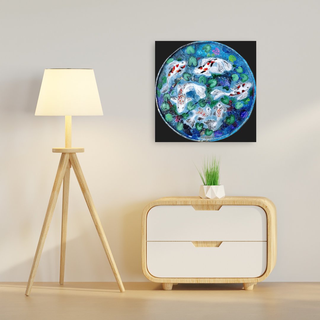 Vibrant Koi Pond Colorful Tranquil Vibrant Fish Lily Nature Wall Art Print
