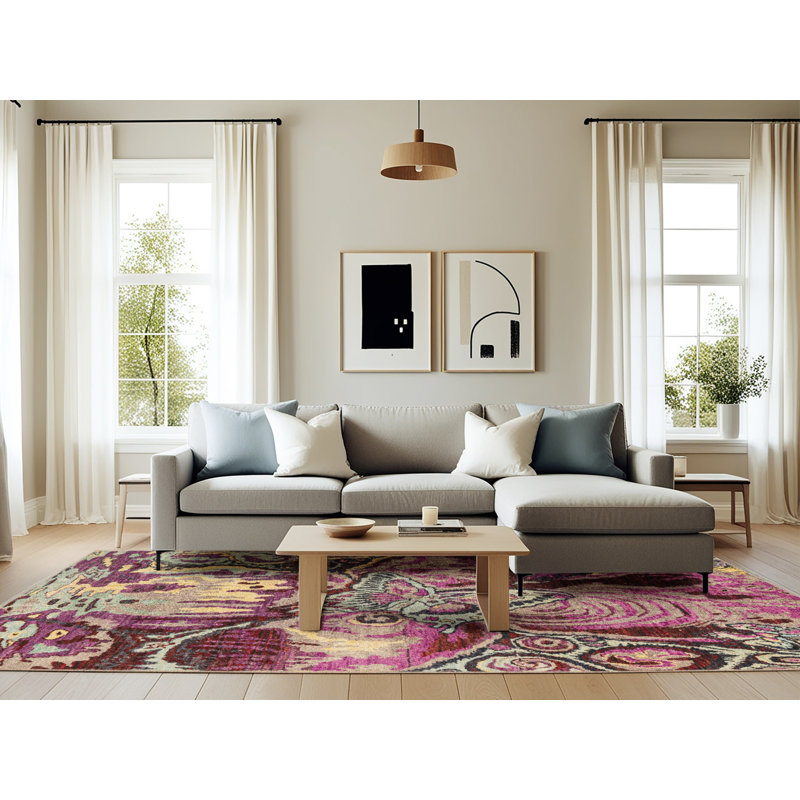 Crotzer Abstract Indoor Rug, Rectangle 6' x 9'