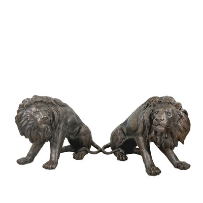 Ensemble de sculpture bronze Lions accroupis