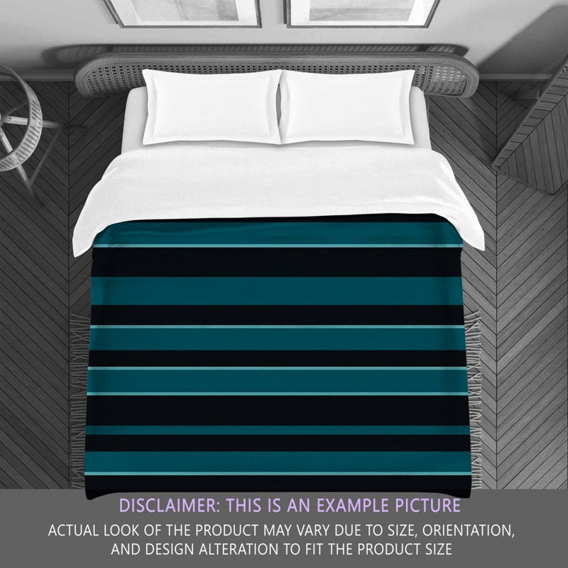 Polyester Comforter, Twin Comforter, Black/Blue Striped
