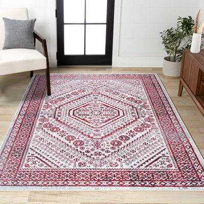 Tapis rouge / ivoire Boho Cottage Medallion