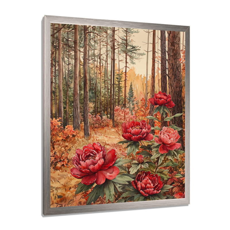 Gladwyn - impression sur toile florale, H 44 po x l 34 po, Reproduction encadrée d'une seule photo, Argent argent