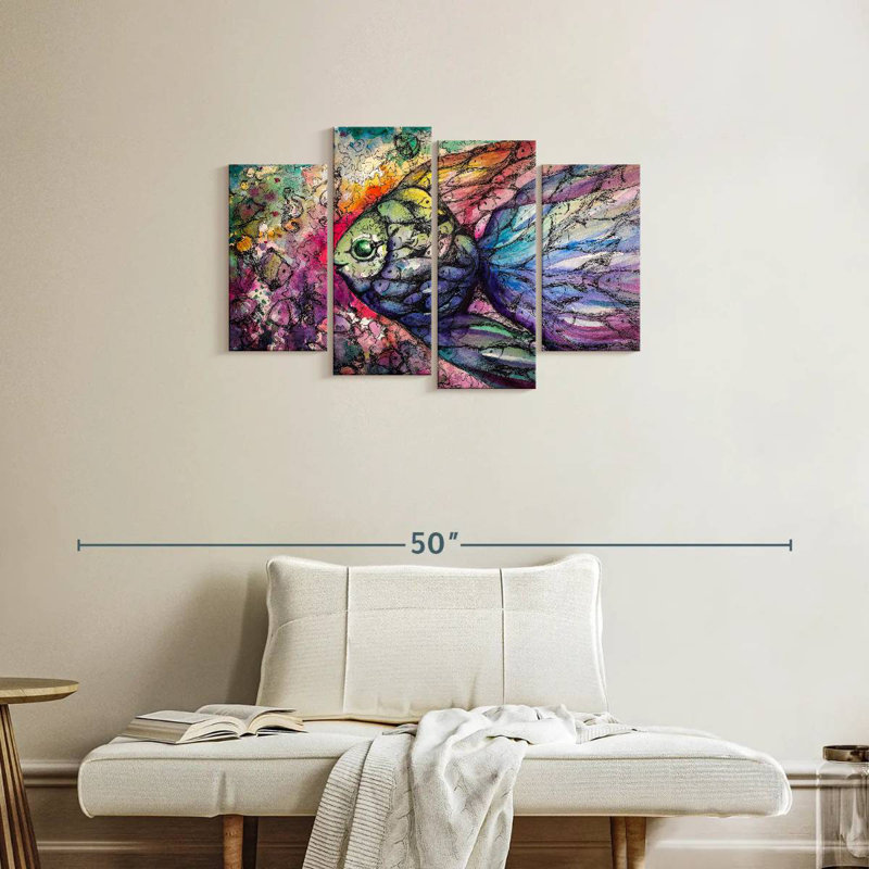 Brampt Abstract Rainbow Fish, 22" H x 36" W