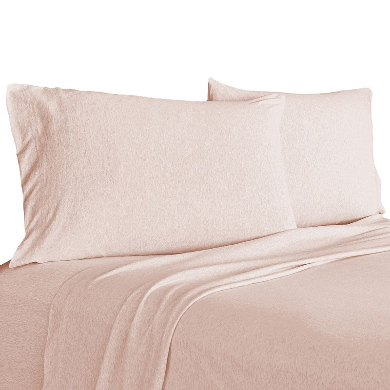 Brooklyn Flat Jersey Knit Sheet Set, Twin Sheet Set with 1 Pillowcase, Pink