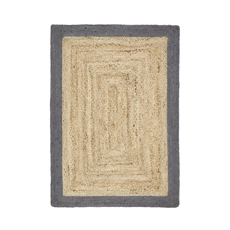 Borders Hand Braided Grey Rug, Rectangle 80 x 150cm