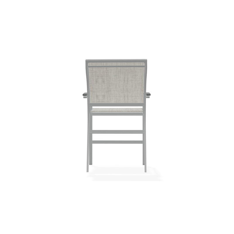 Bazza Sling Aluminum Frame Balcony Height Stacking Café Chair with Marine Grade Polymer Arm Accent, Graphite, Smoke