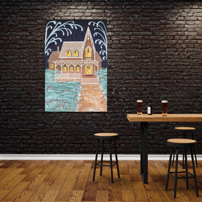 «Sweet Gingerbread House», impression d'art fantaisiste traditionnel d'hiver