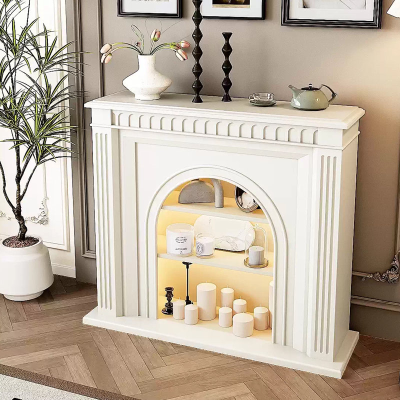White Manufactured Wood Electric Fireplace