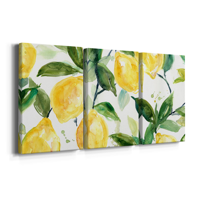 Citronnelle Branches - Toile tendue avec châssis de qualité supérieure - Prêt à accrocher, H 27 po x l 54 po x P 1 po