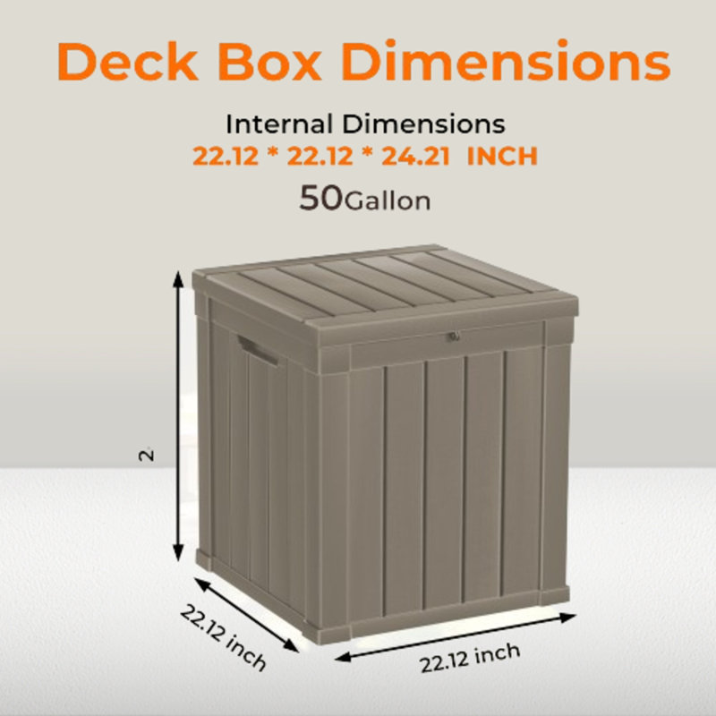 Light Brown Resin Lockable Outdoor Storage Deck Box