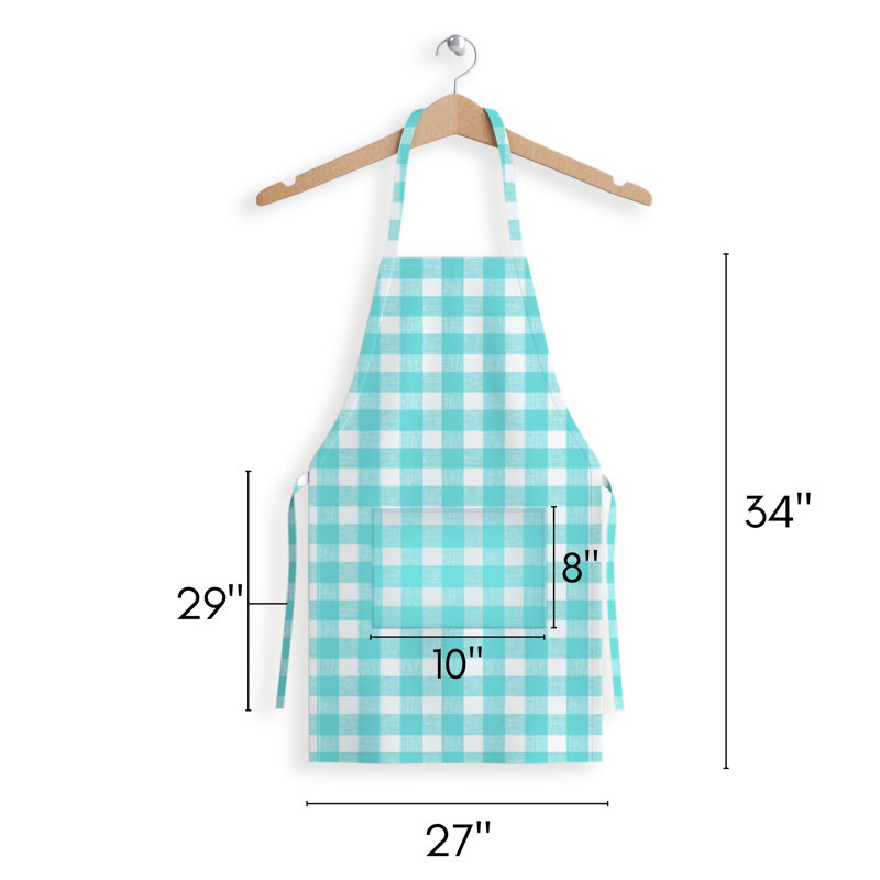 Plaid Bib Apron, Aqua