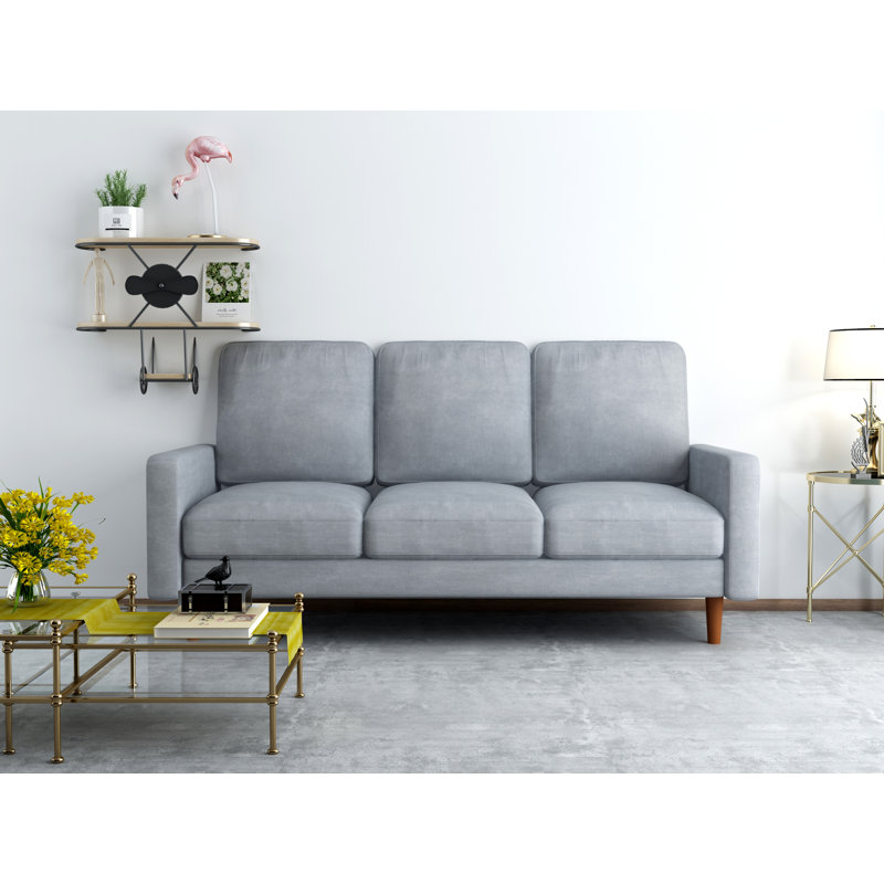 Canapé à accoudoirs carrés en velours 70 po Dolan, Gris
