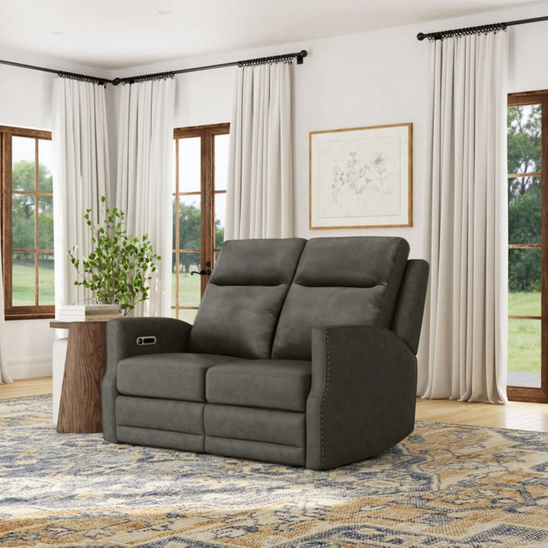 Henri Power Reclining Loveseat With Power Headrests & Lumbar, Gray