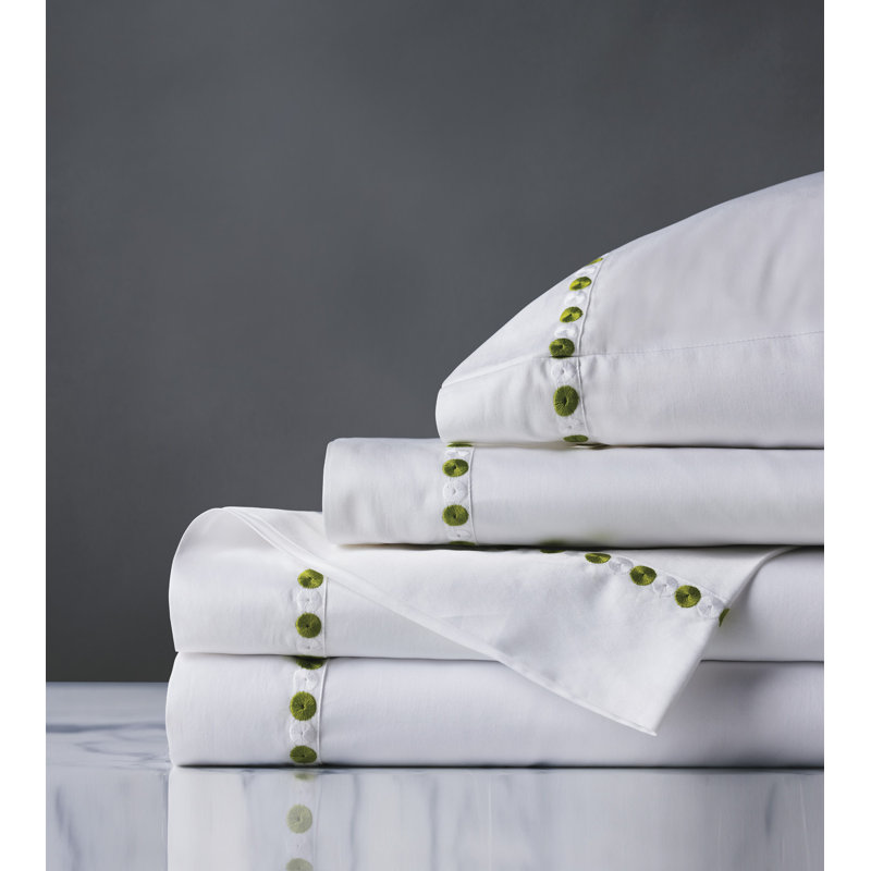 Aesha Sheet Set, Queen, White/Green